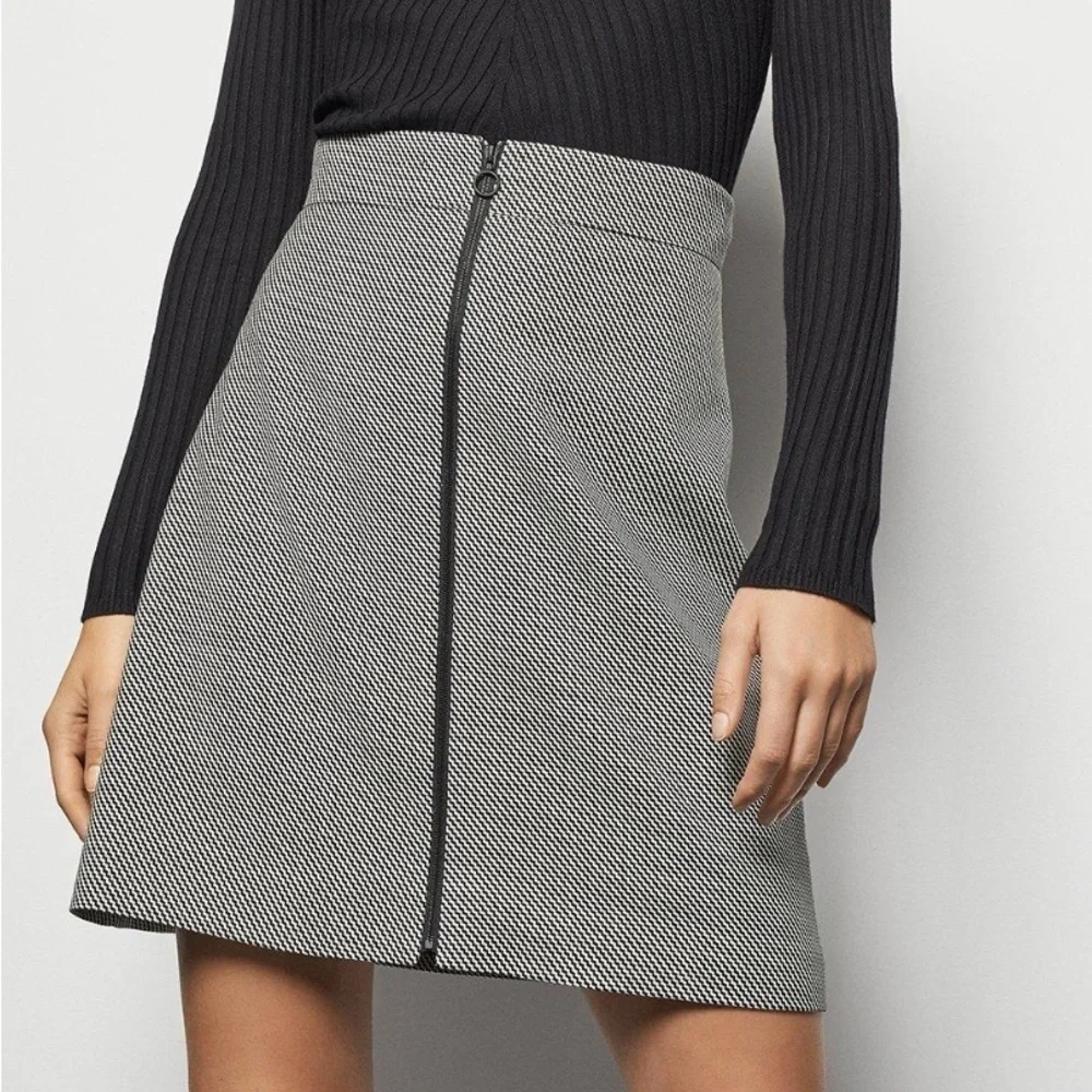 NWT Karen Millen A Line Mini Skirt Size 2 Black White High Waist